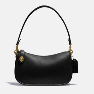 COACH Swinger Bag, Black Leather & Brass, NWT